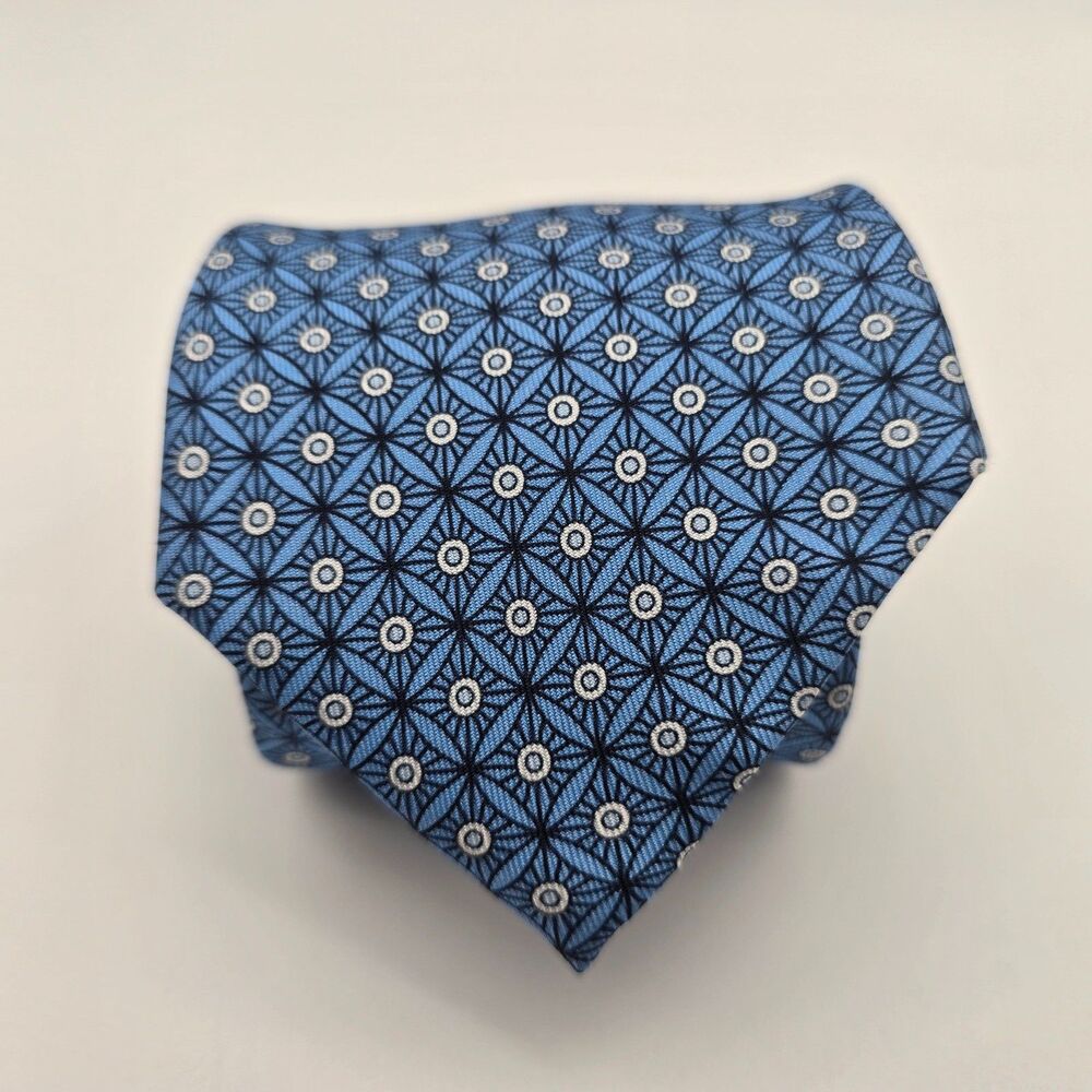 Jos. A. Bank Reserve Italian Blue and White Silk Tie 3.25x62